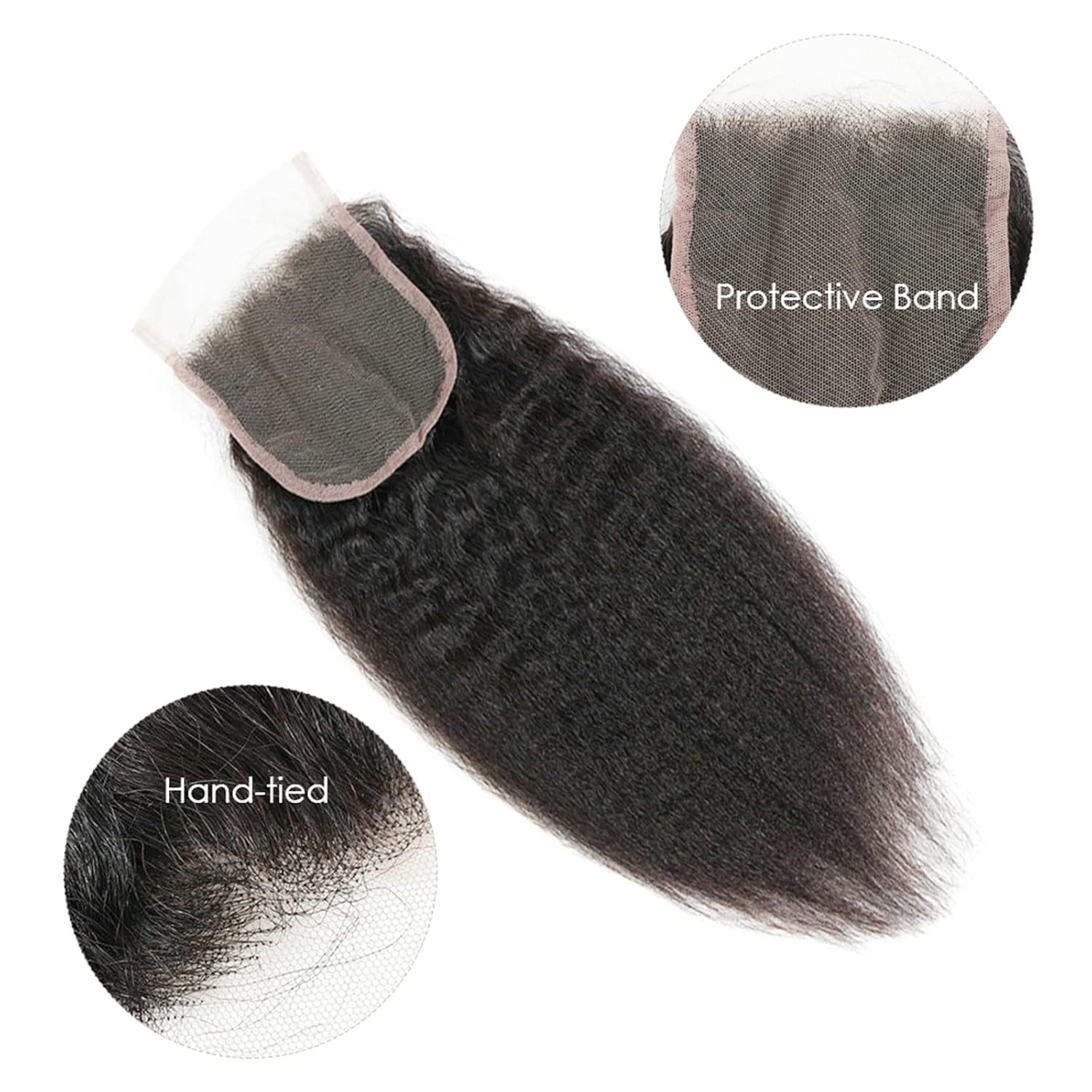 Mootaful 5X5 Transparent Hd Lace Closure Human Hair Kinky Straight Virgin Human