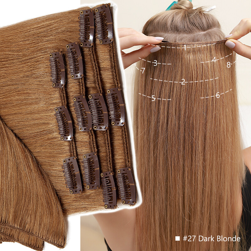 CLEARANCE Clip In 100% Real Remy Human Hair Extensions Full Head 16-18-20inch