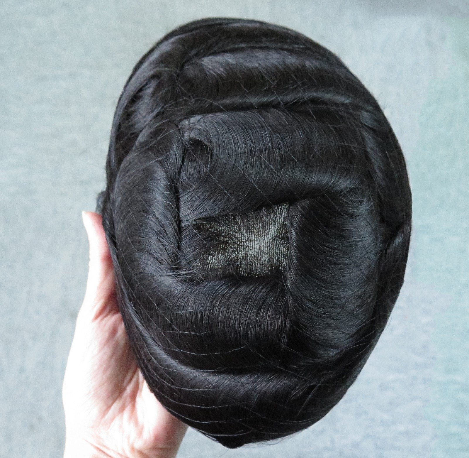 Toupee Mens Human Hair Thin Skin Hairpieces System Replecement Natural BLACK #1C