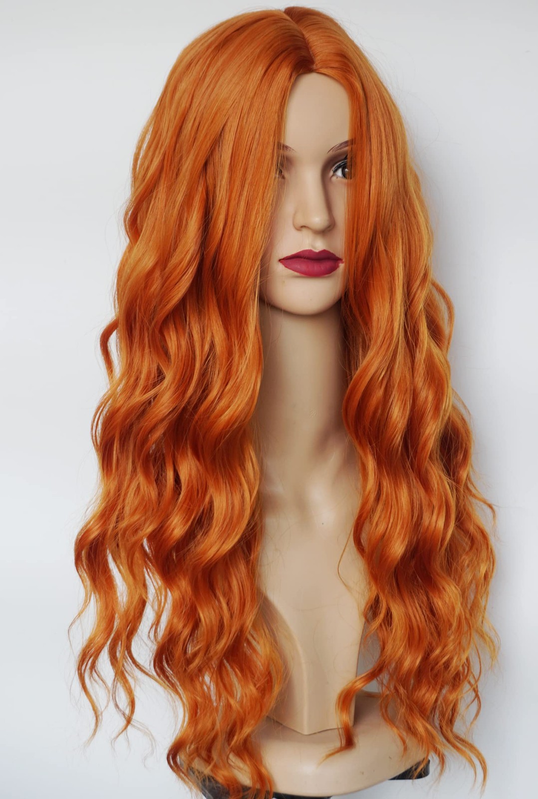 Long ginger red wig,red curly wig synthetic Heat Resistant Fiber 28inches lon…