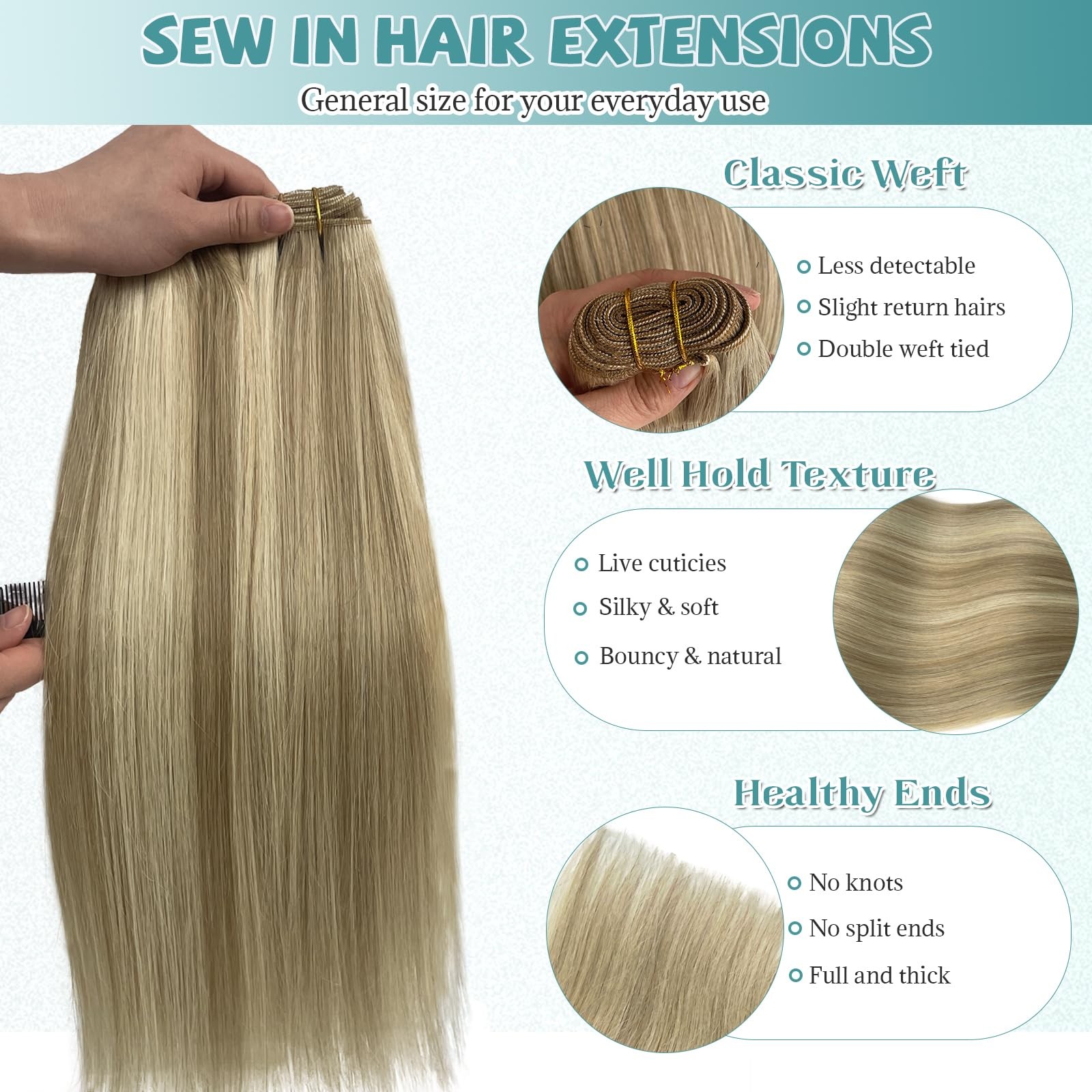 Munx Sew In Hair Extensions Real Human Hair Dark Brown Highlight Blonde 60 Weft