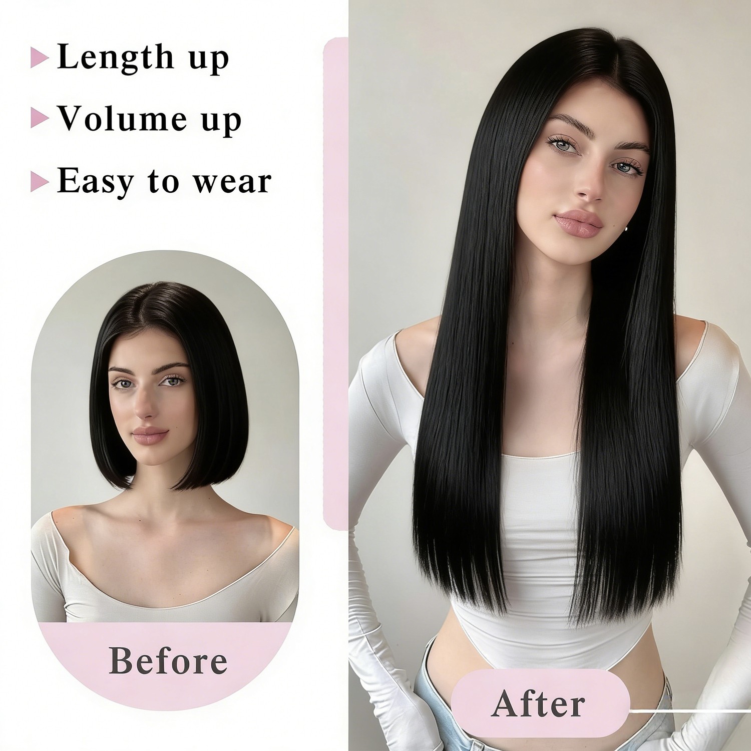 8PCS 18CLIPS THICK 100% Real Natural Clip in AS Human Hair Extensions Full Head