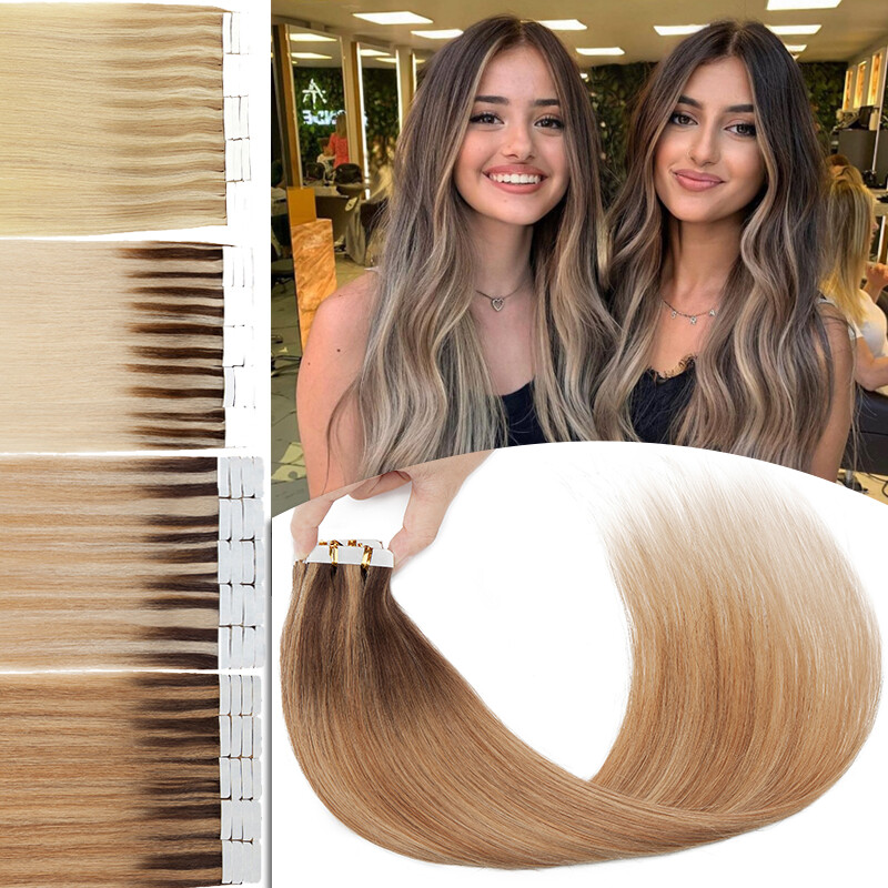 THICK Tape In Russian Remy Hair Extensions 100% Human Hair Full Head 200G 80PCS