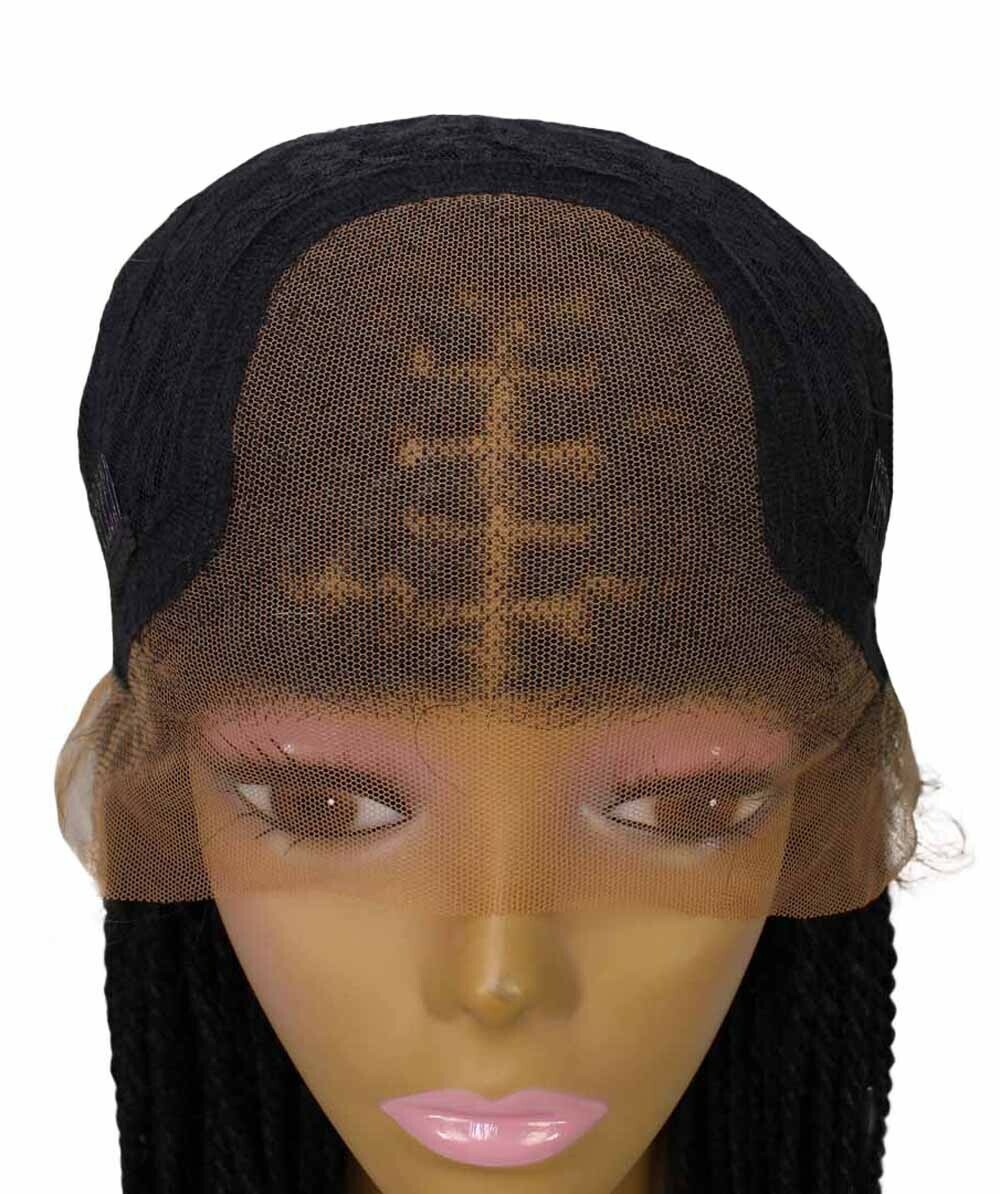 LUXLUXE Nikkita Straight 25″ Long 4X4 Hand-Tied Lace Braided Wig,BLT-0123,Black