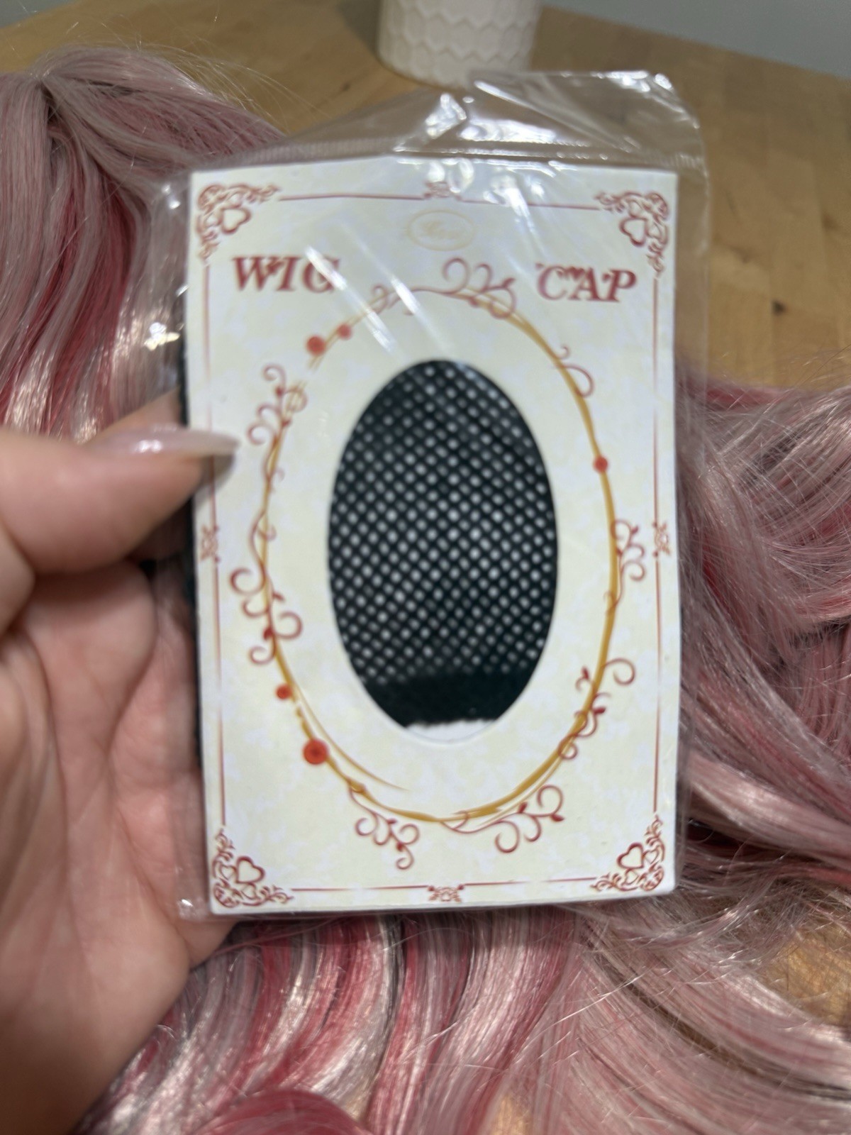 Pastel Rose Gold Pink Wig With Bangs NEW