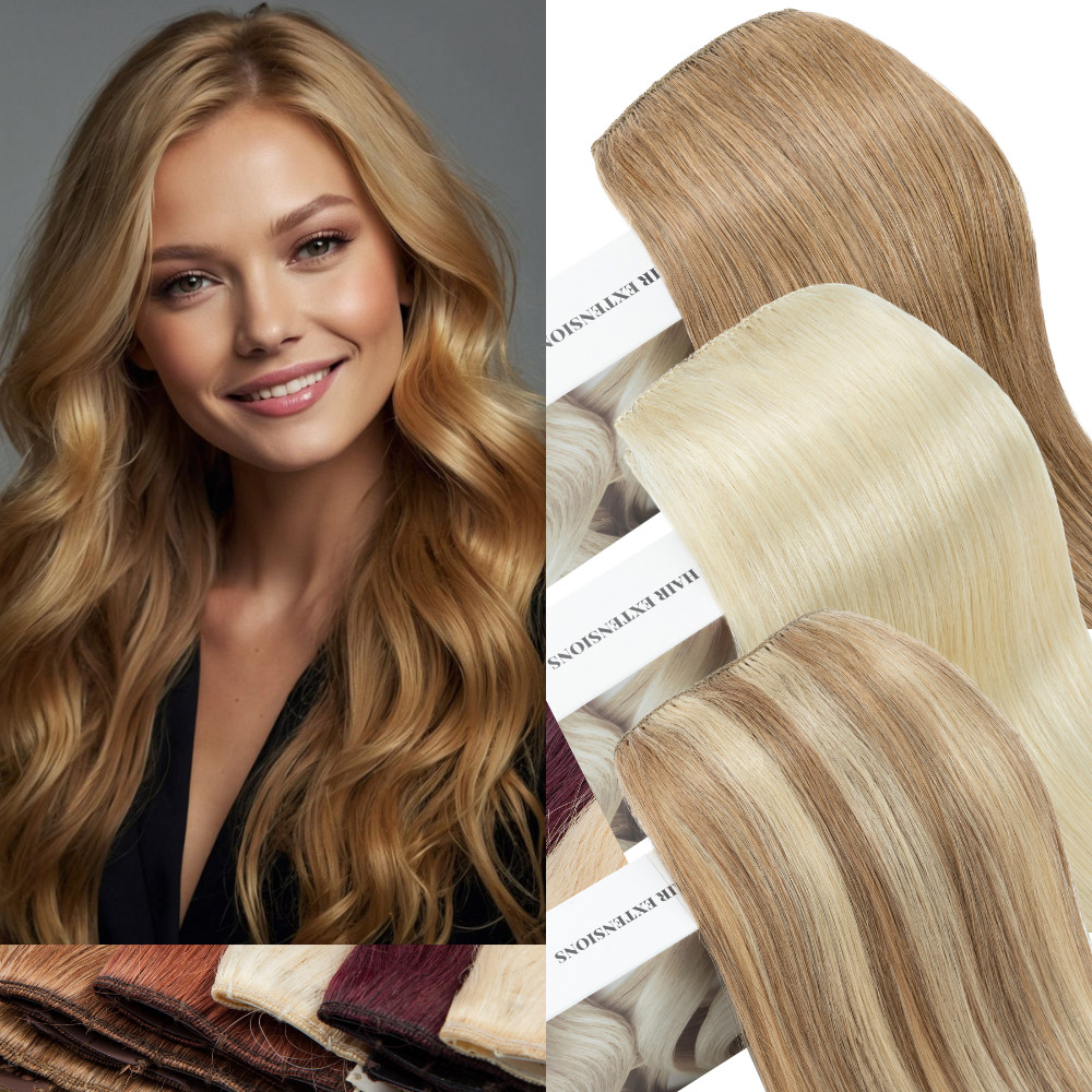 Thick One Piece Clip In Human Hair Extensions 100% REAL Remy Weft Full Head 24″