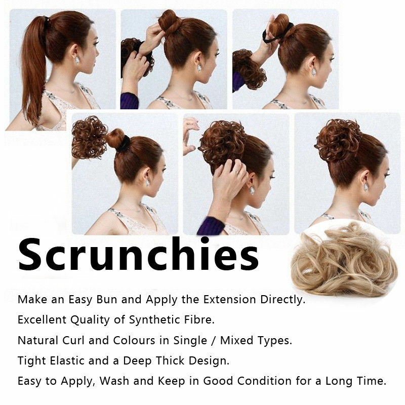 100% Real THICK Rose Messy Bun Elastic Band Hair Extensions As Human Hairpiece