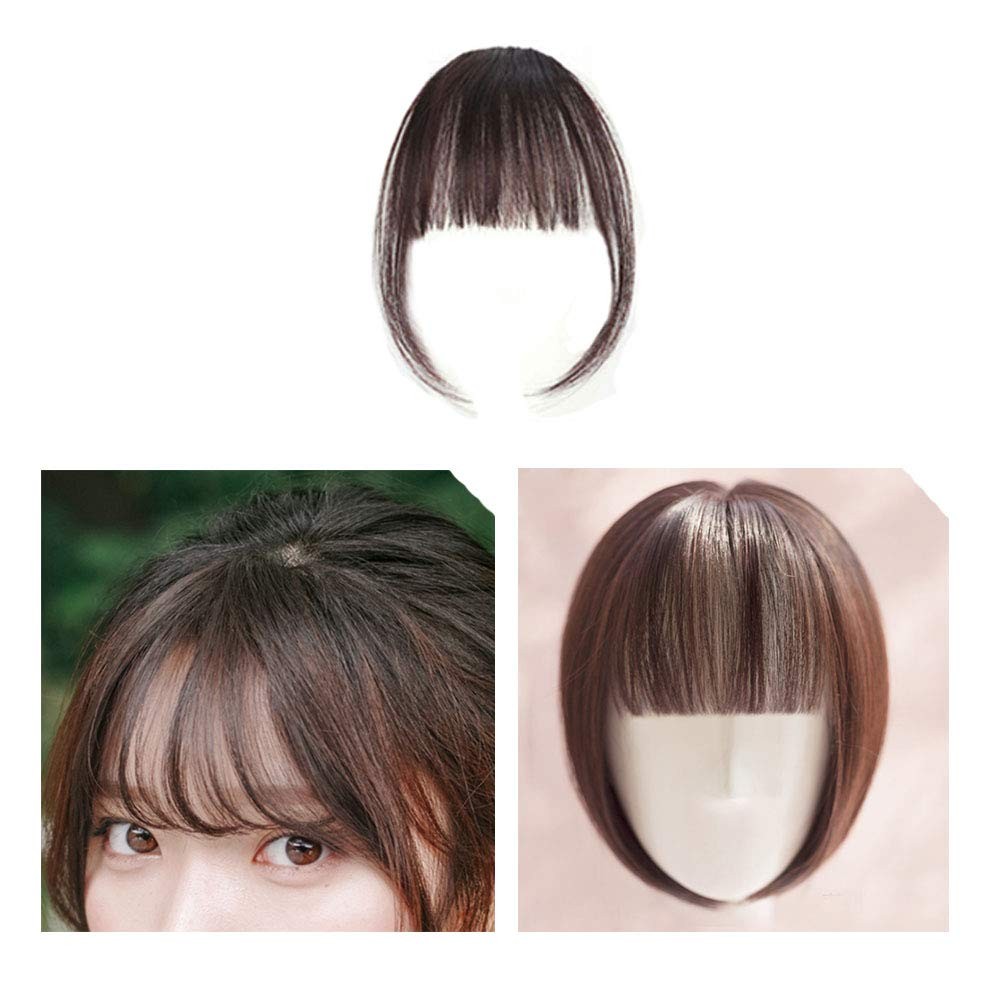 Clip In Bangs Human Hair Extensions Dark Brown Remy Fringe Hairpiece