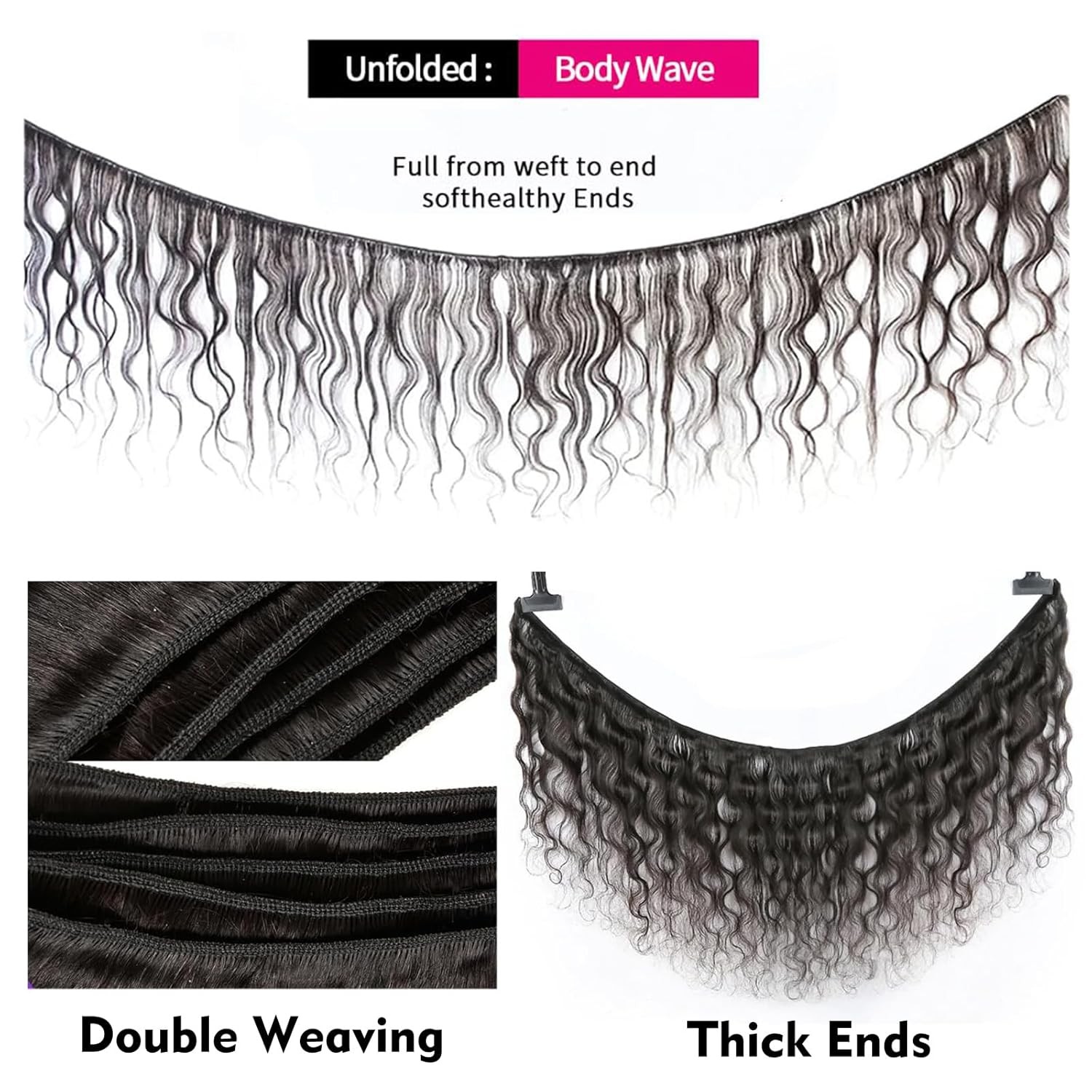 Body Wave Bundles Human Hair 12 14 16 Inch Human Hair 3 Bundles 100% Unprocessed