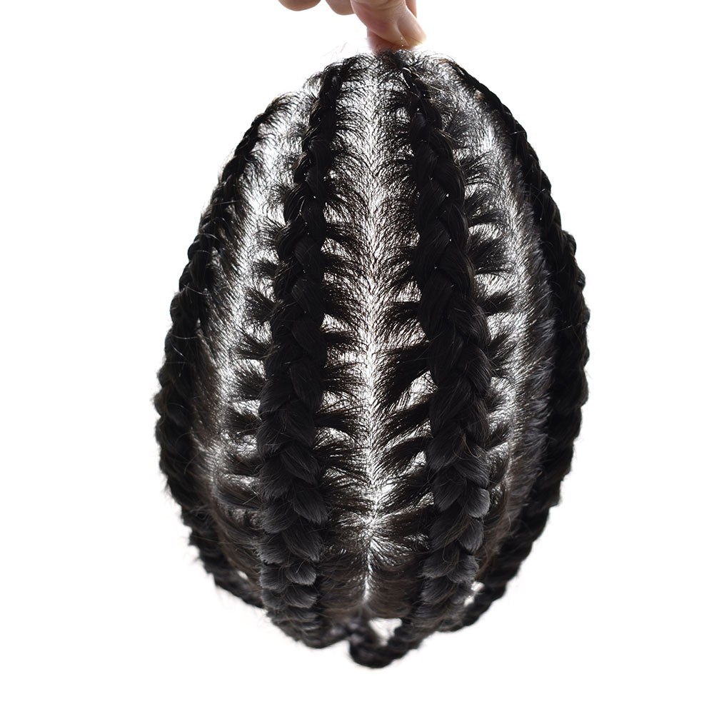 Cornrow Braids Toupee for Men Hairpiece Box Braided Mens Hair Unit Male Braiding