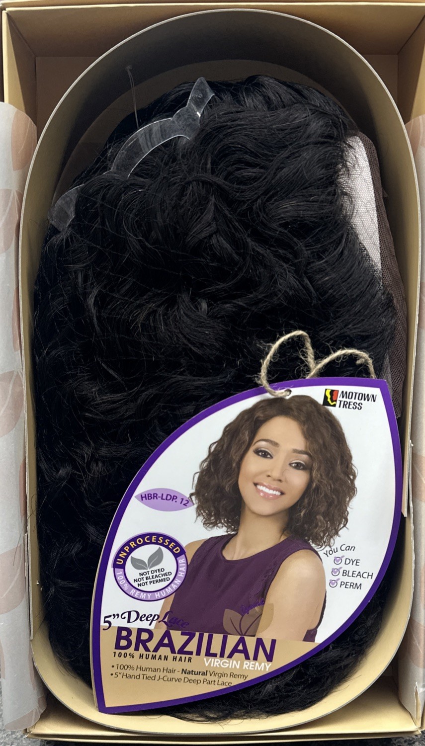 Motown Tress 5” J Curve Deep Lace Part Brazilian Remy HBR-LDP.12 Natural