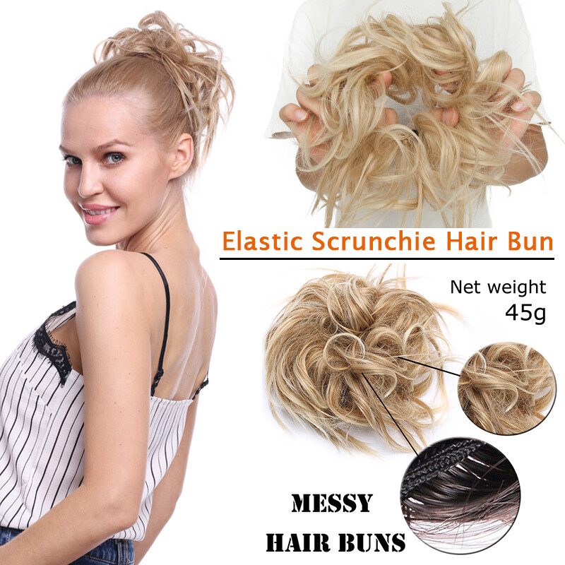 Real Natural Clip In As Human Hair Extension Bun Pony Tail Wrap On Scrunchie O6