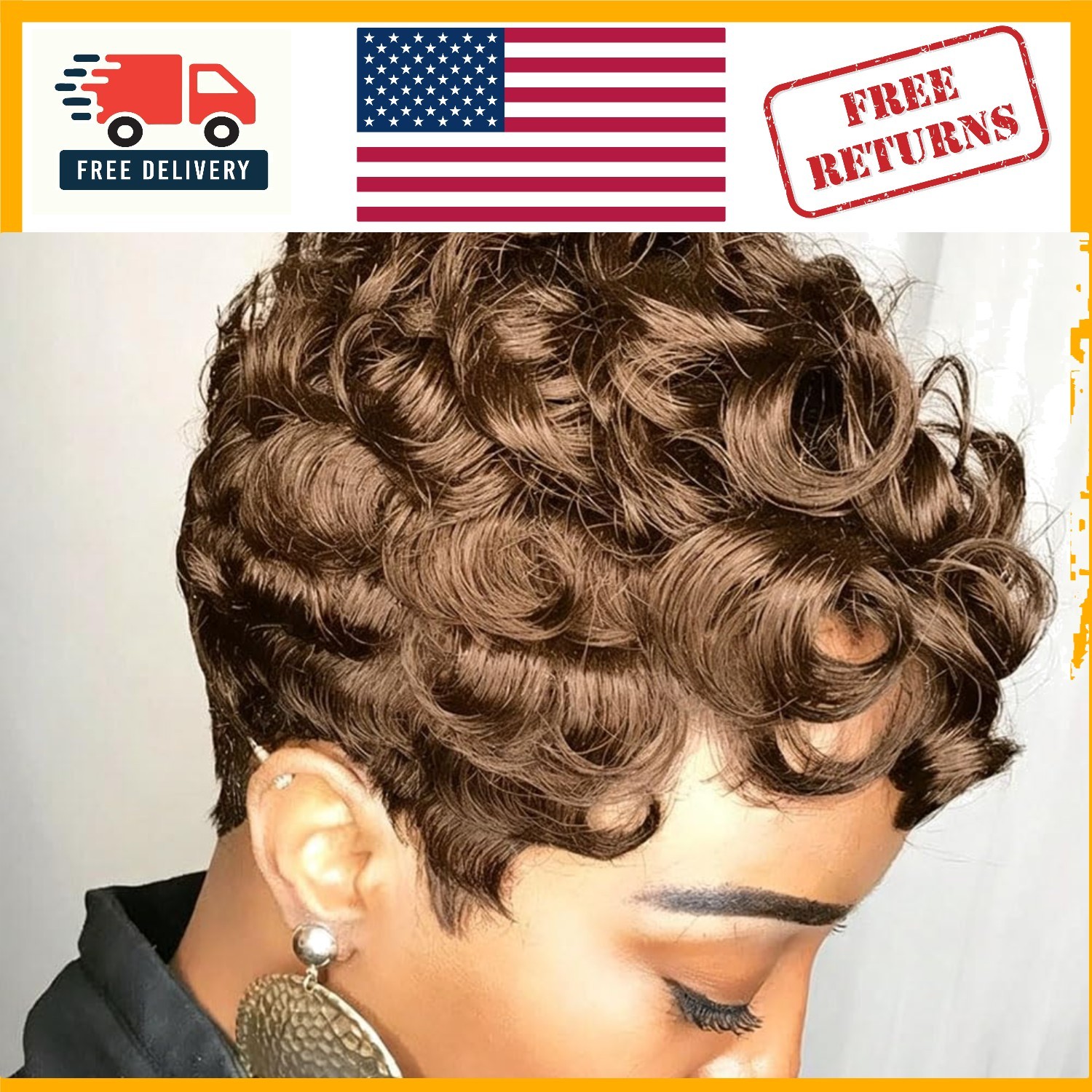 Stylish Short Curly Pixie Wig for Black Women – Includes Free Accessories
