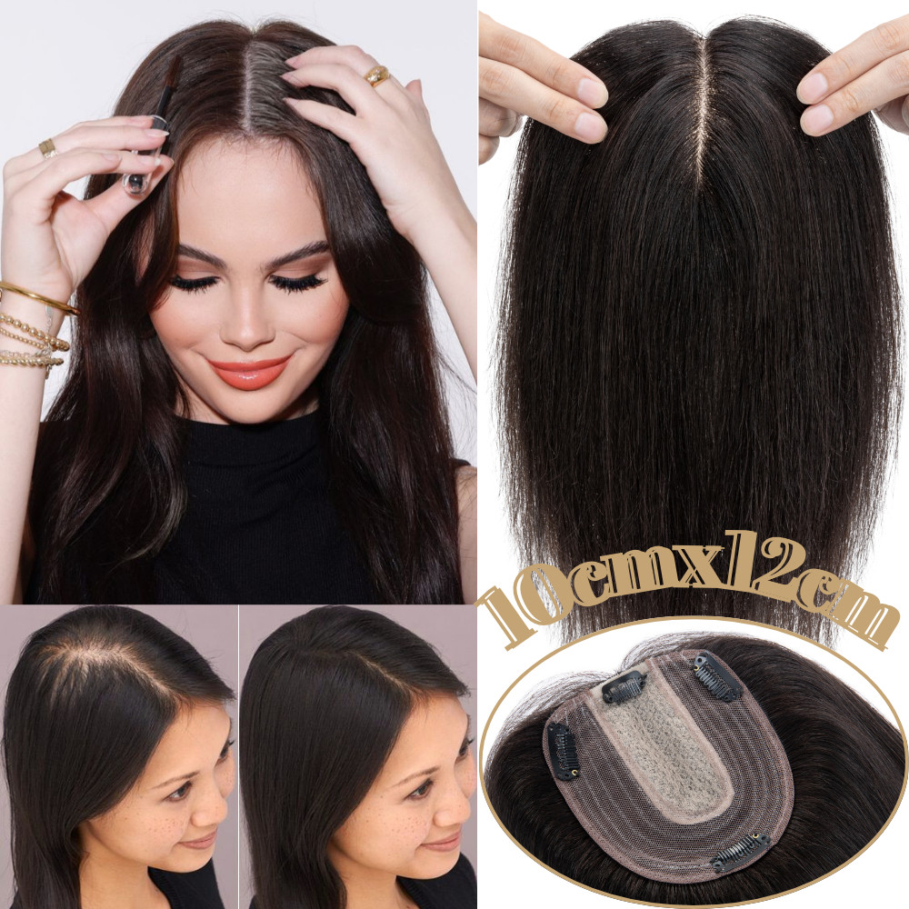 Clip In Top Hair Piece Toupee Topper Wiglet Women Lace/Silk/Mono Base Big Cover