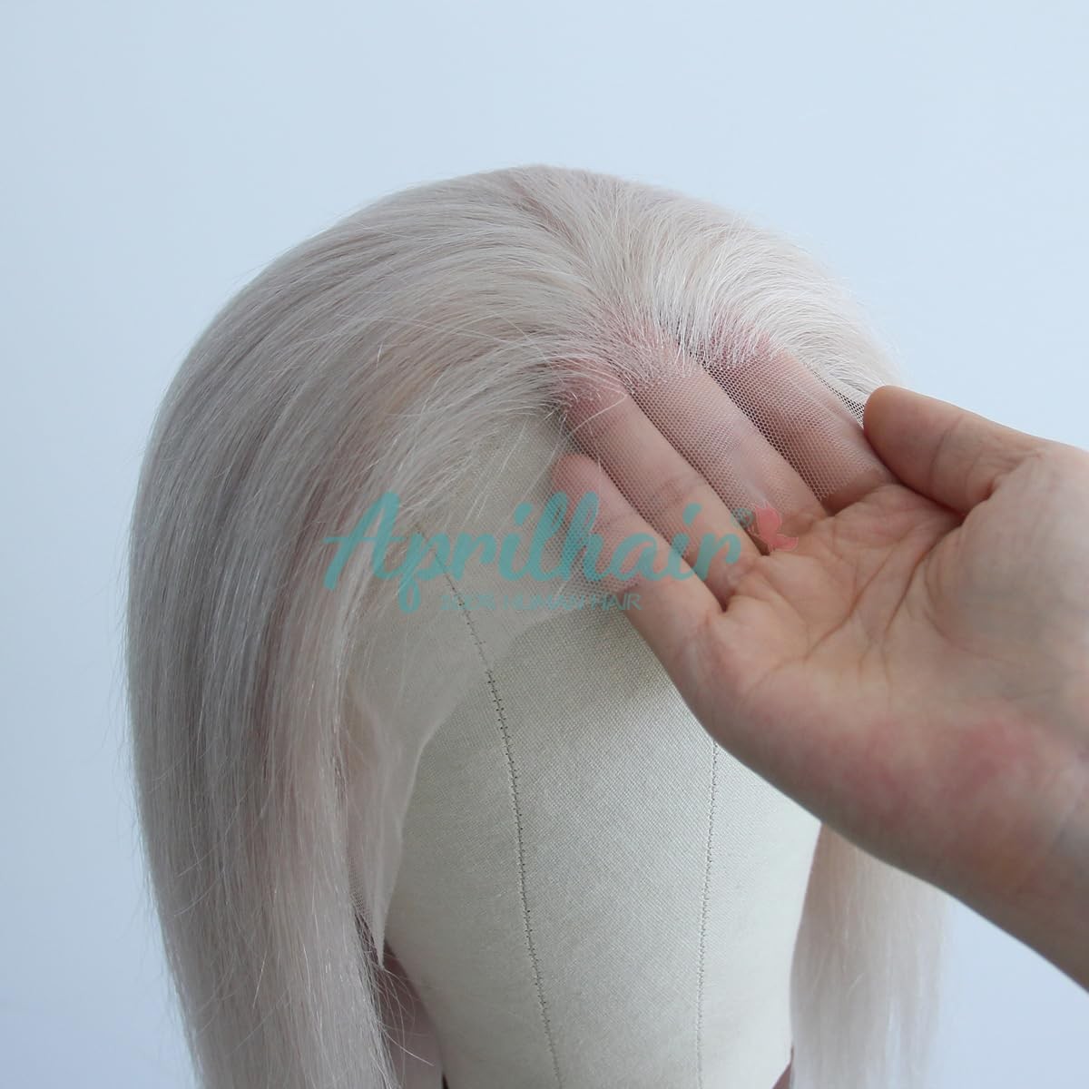 Aprilhair Pre-Plucked 60 White Platinum Blonde Bob Lace Front Wigs Straight