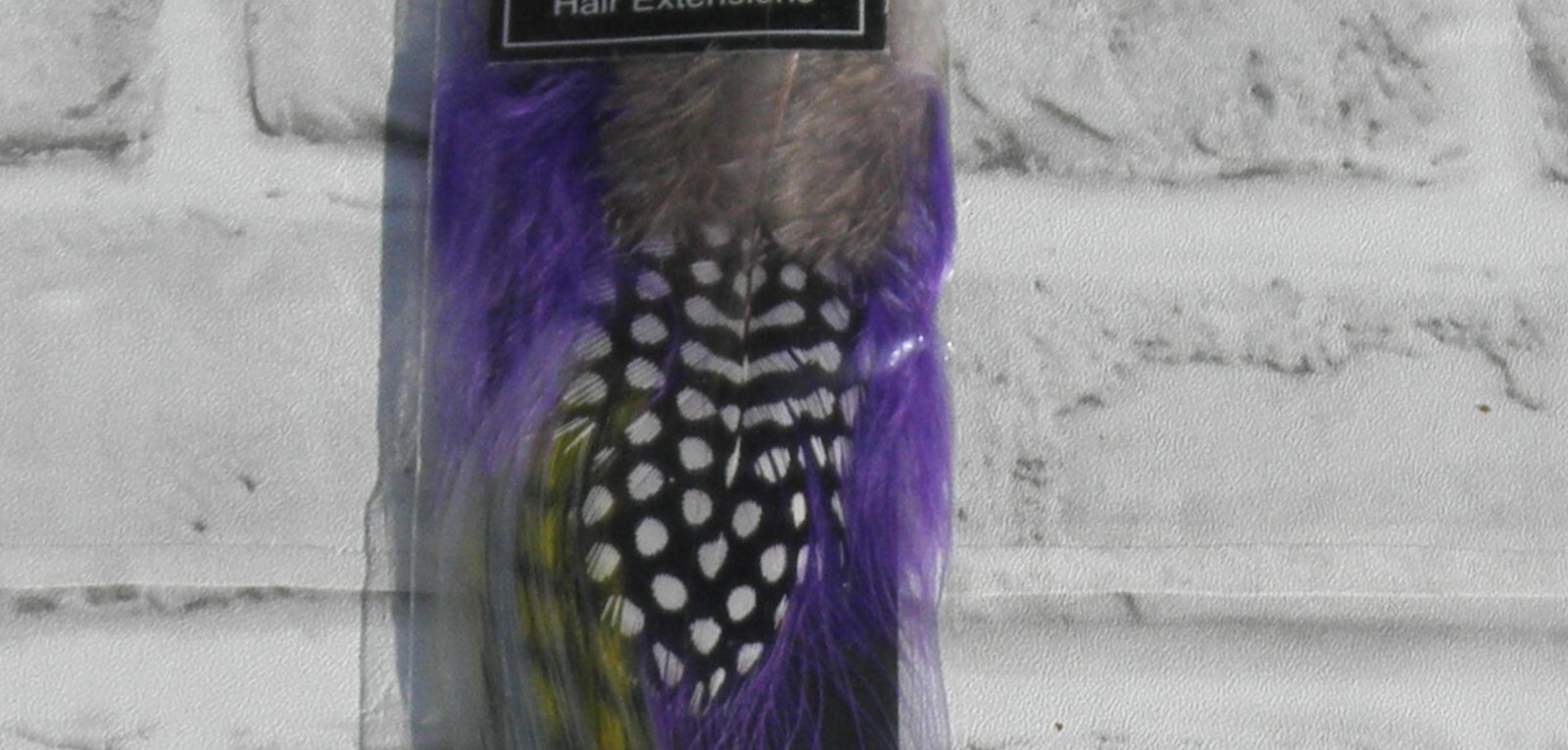 NEW SYNTHETIC FEATHER HAIR EXTENSION (PURPLE,YELLOW,GRAY,BLK/WHITE) 15″ LONG #14