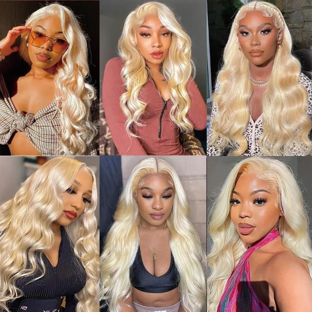 Freiuoke 28 Inch 613 Body Wave Bundle Blonde Human Hair Bundles White Blonde
