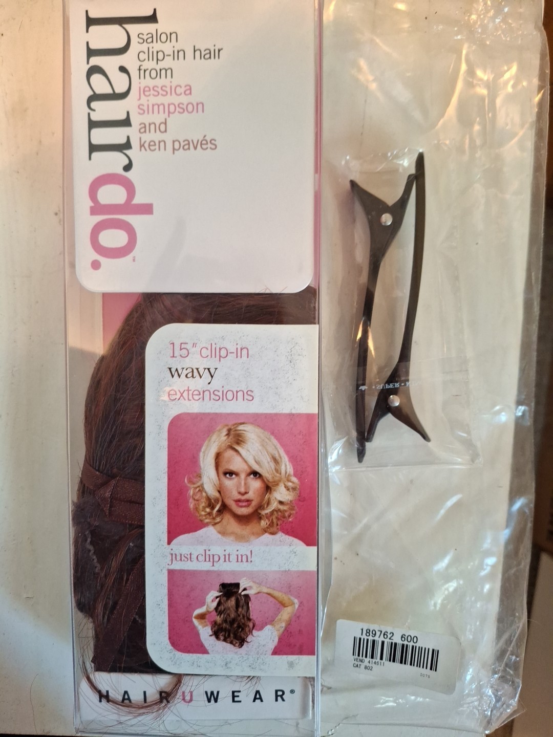 Hair Do Clip On Jessica Simpson Auburn Copper 15″ Wavy Hair Extension Ken Pavès