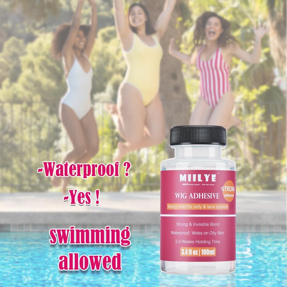 Clear Wig Glue Pack, 3.4OZ/100ml Waterproof Adhesive for Toupee Hair Replacem…