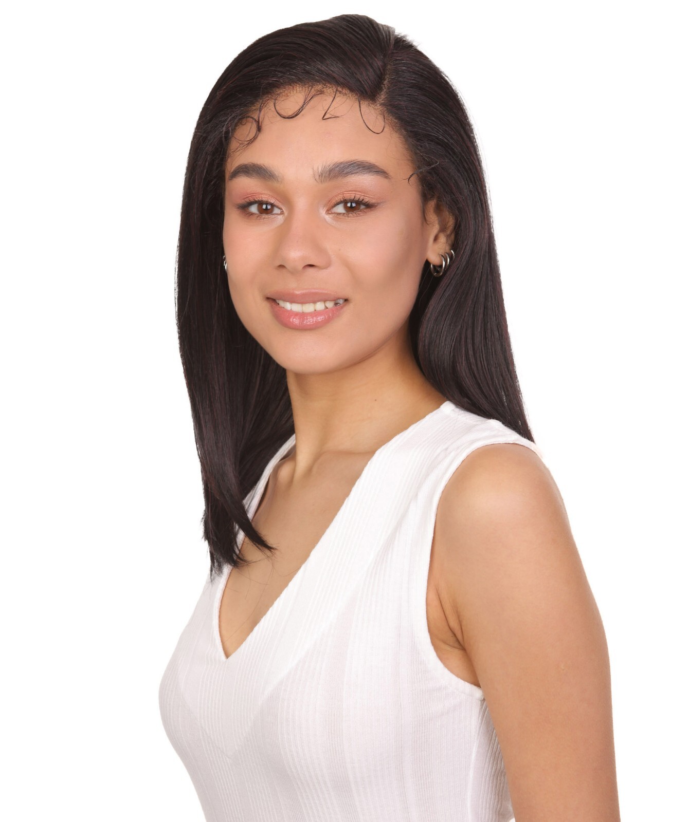 LUXLUXE Gabriell Straigh 18 inch Lace Front Wig, High Temperature Fiber, BL-0163