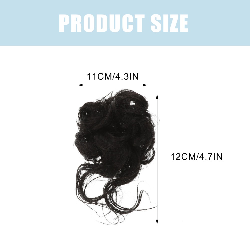 2Pcs Durable Messy Hair Bun Hair Accessory Black High Temperature Silk