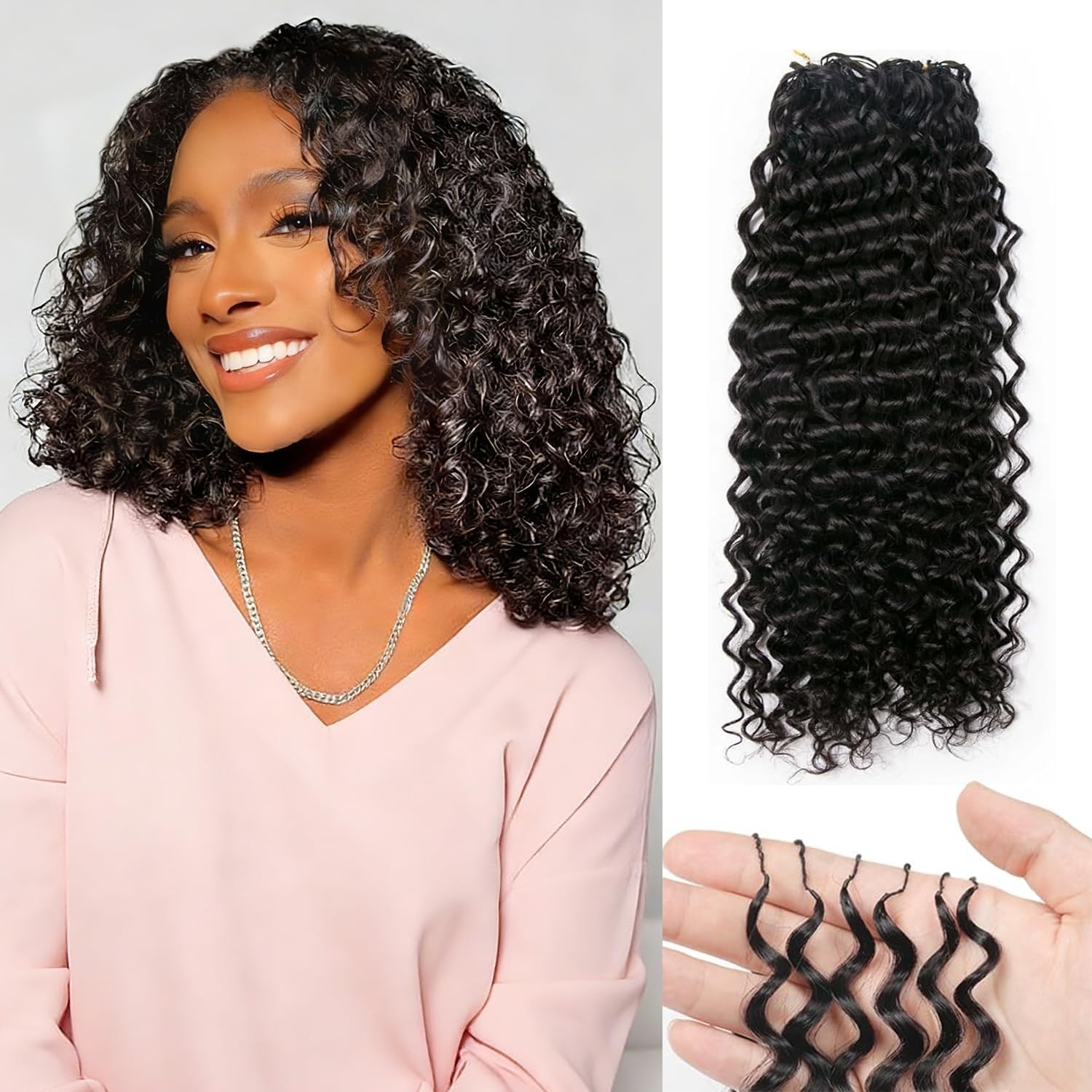 Human Crochet Hair for Black Women Water Wavy Human Hair Crochet Bundles 14 i…