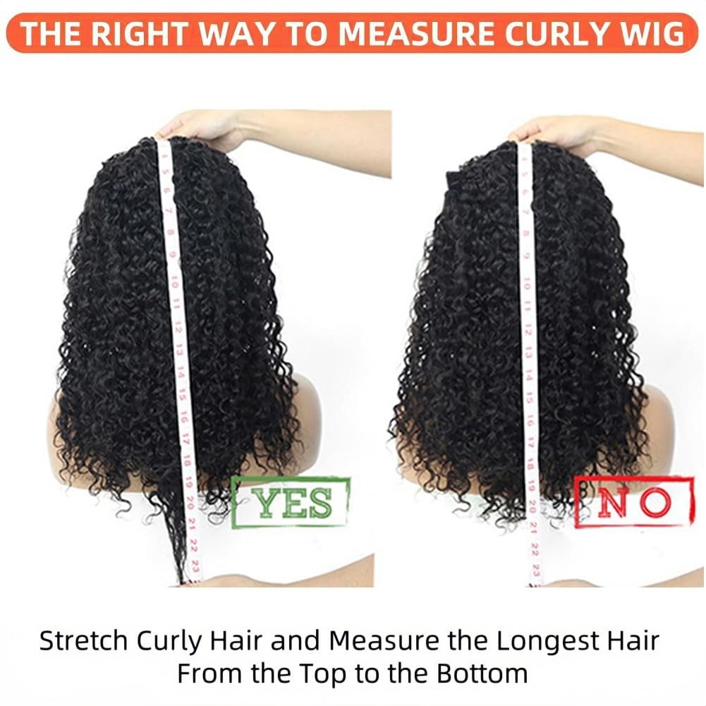 24″ Deep Wave Half Wig Human Hair – Curly Drawstring, Glueless, 180% Density, Na