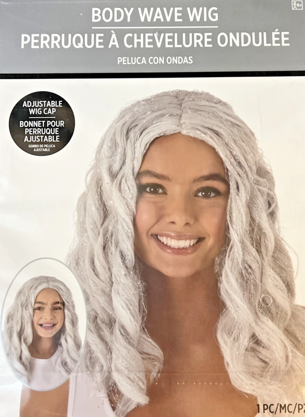 Women’s Gray Body Bob Wig Adjustable Cap Long Hair Care Girls Beauty Curls New