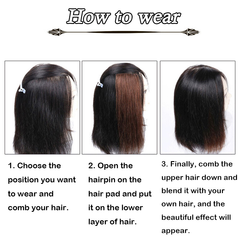 Thick Hairpad Topper Base Short Clip In Real Human Hair Extensions One Hairpiece