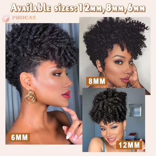 10” 3Packs Short Curly Crochet Hair 10 Inch 6mm-3Packs 1B/30 Black to Brown