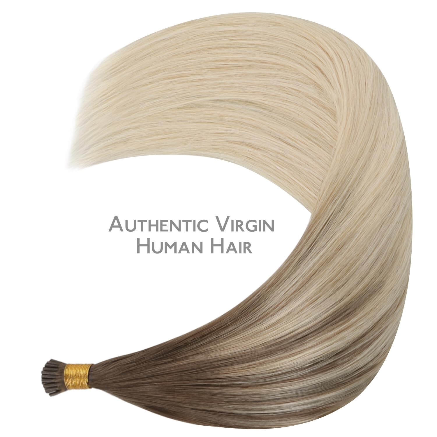 I Tip Hair Extensions Human Hair, 24″ Ombre Sandy Brown to Platinum Blonde