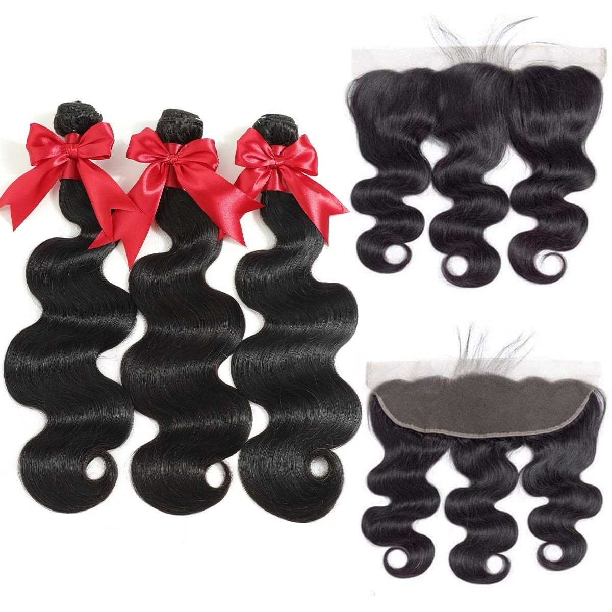 12A Brazilian Body Wave Human Hair Bundles & 13×4 HD Lace Frontal Closure – 3 Pa