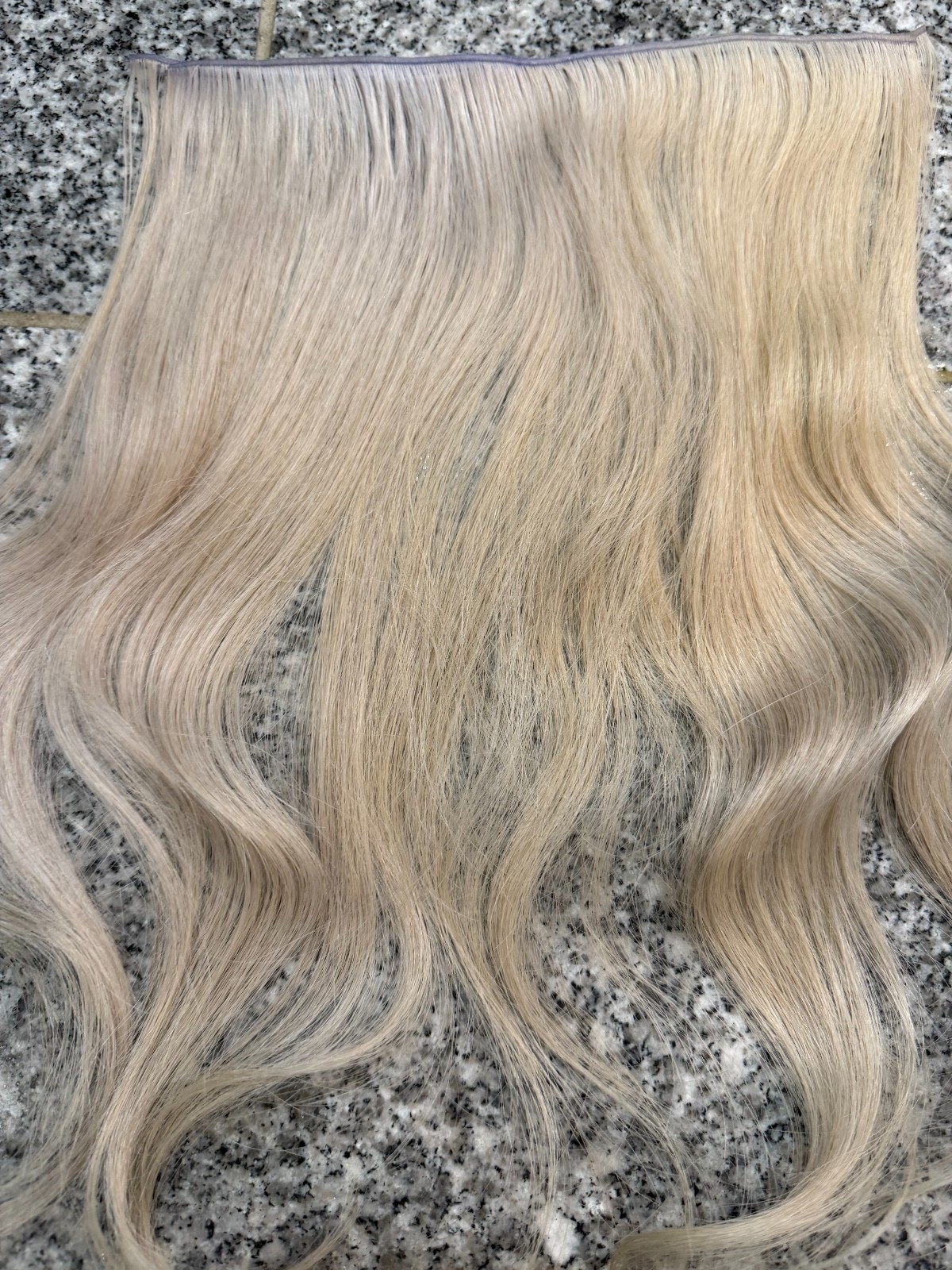 Hand Tied Hair Extensions Two Packs- Platinum Blonde Weft 14 inch