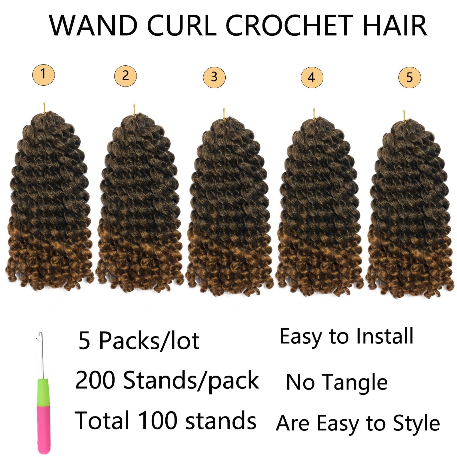 CLIONE 12 Inch 5 Pcs Wand Curl Crochet Hair, Jamaican Bounce, Synthetic Curly…