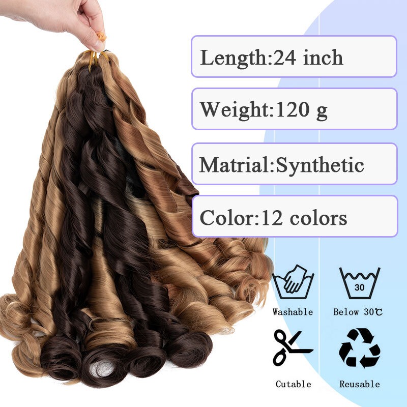 US French Curl Braiding Hair 24″ Pre-Stretched Bouncy Braiding Extensions Plaits