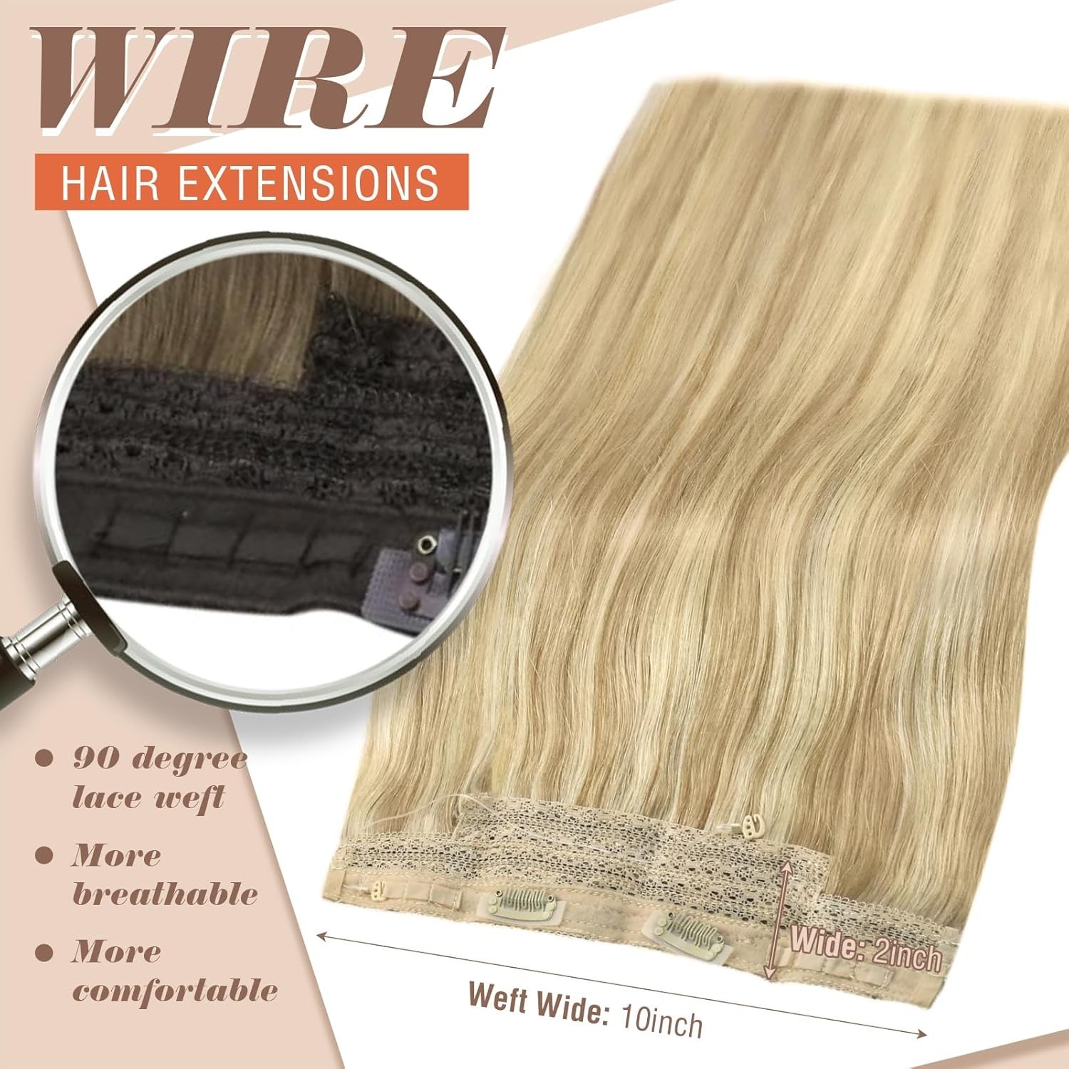 Sunny Hair FISHLINE 14″ Highlighted Honey Blonde Wire Hair Extensions FP P27-613