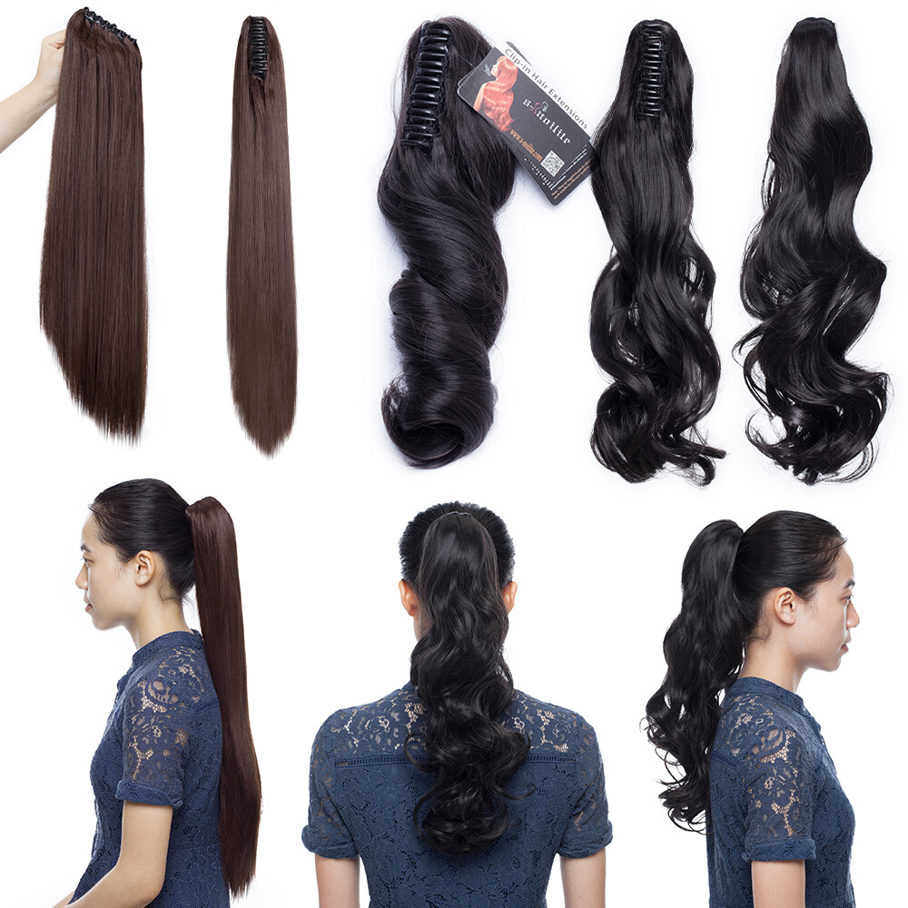 Long Thick Pony Tail Claw Clip in Hair Extensions Ponytail Hairpiece AS human US