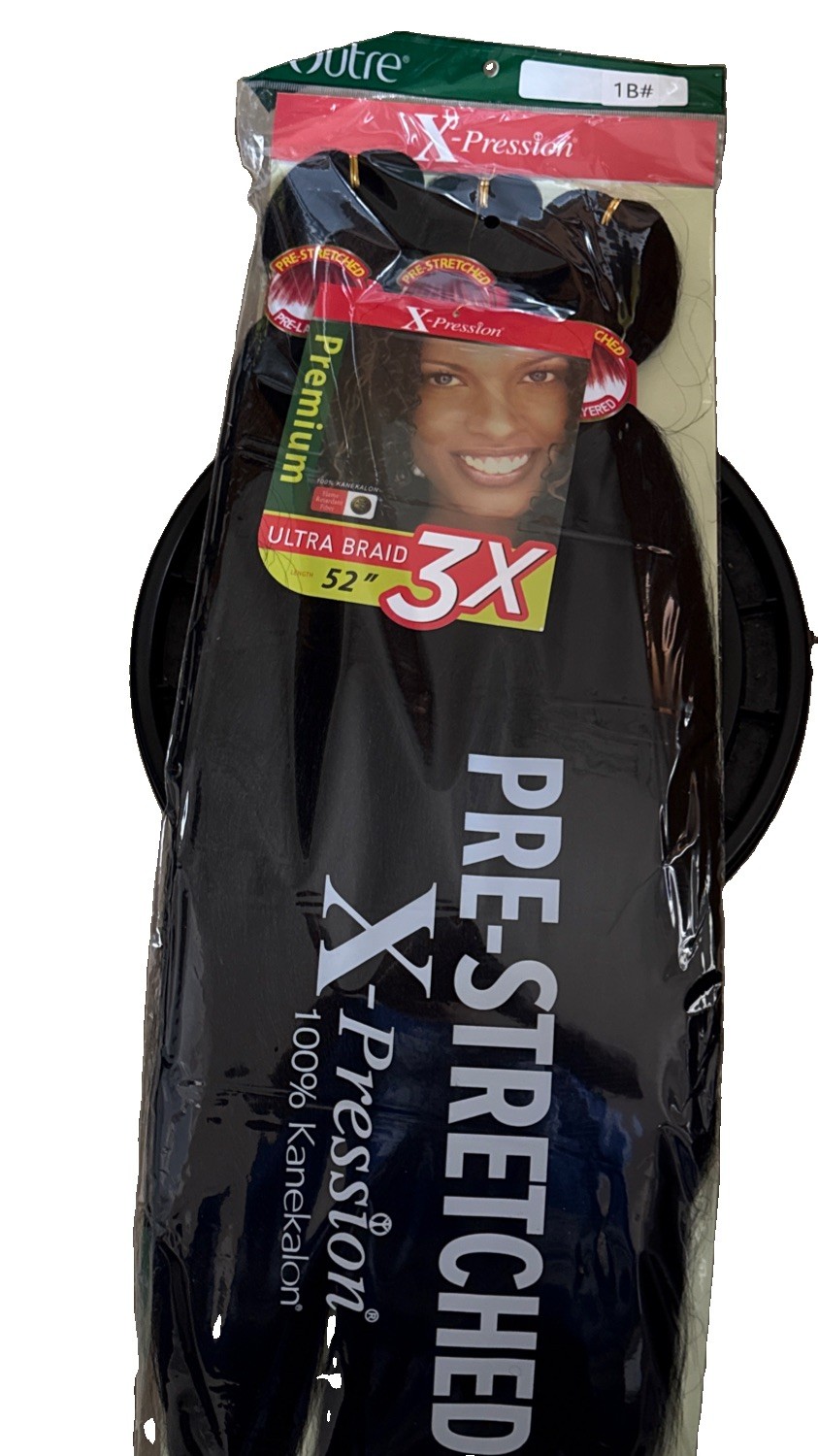 3X-pre-Stretched Women’s Hair Braid Extension 1B 100% Kanekalon 52 ‘’ Black.