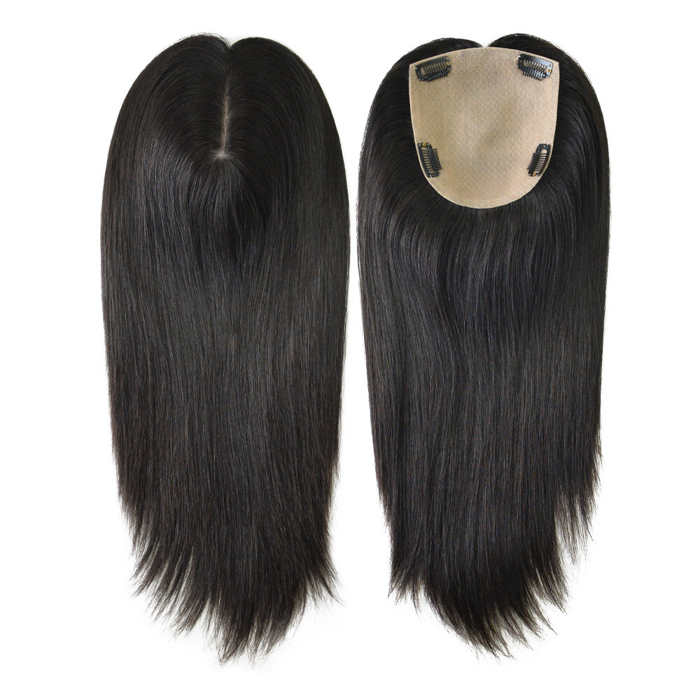 Women Topper Cuticle Remy Hair Silk Top Pieces Long Human Hair 15” TP34