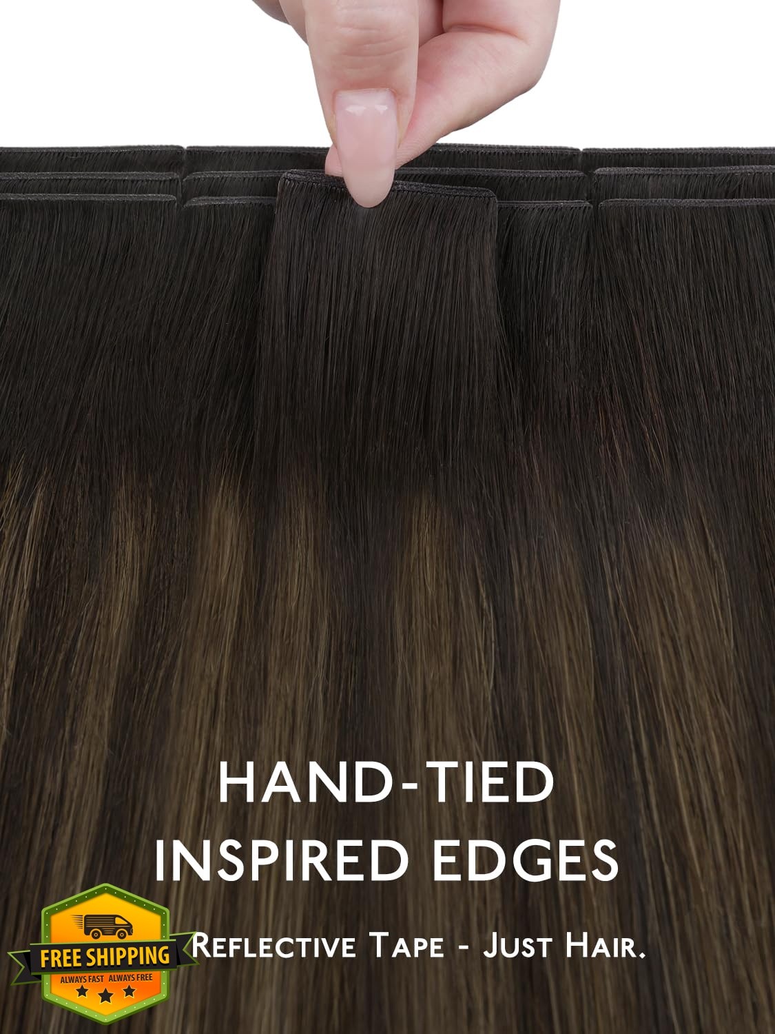 Wennalife Balayage Tape Hair Extensions 22″ 50g #2/6/2 Brown