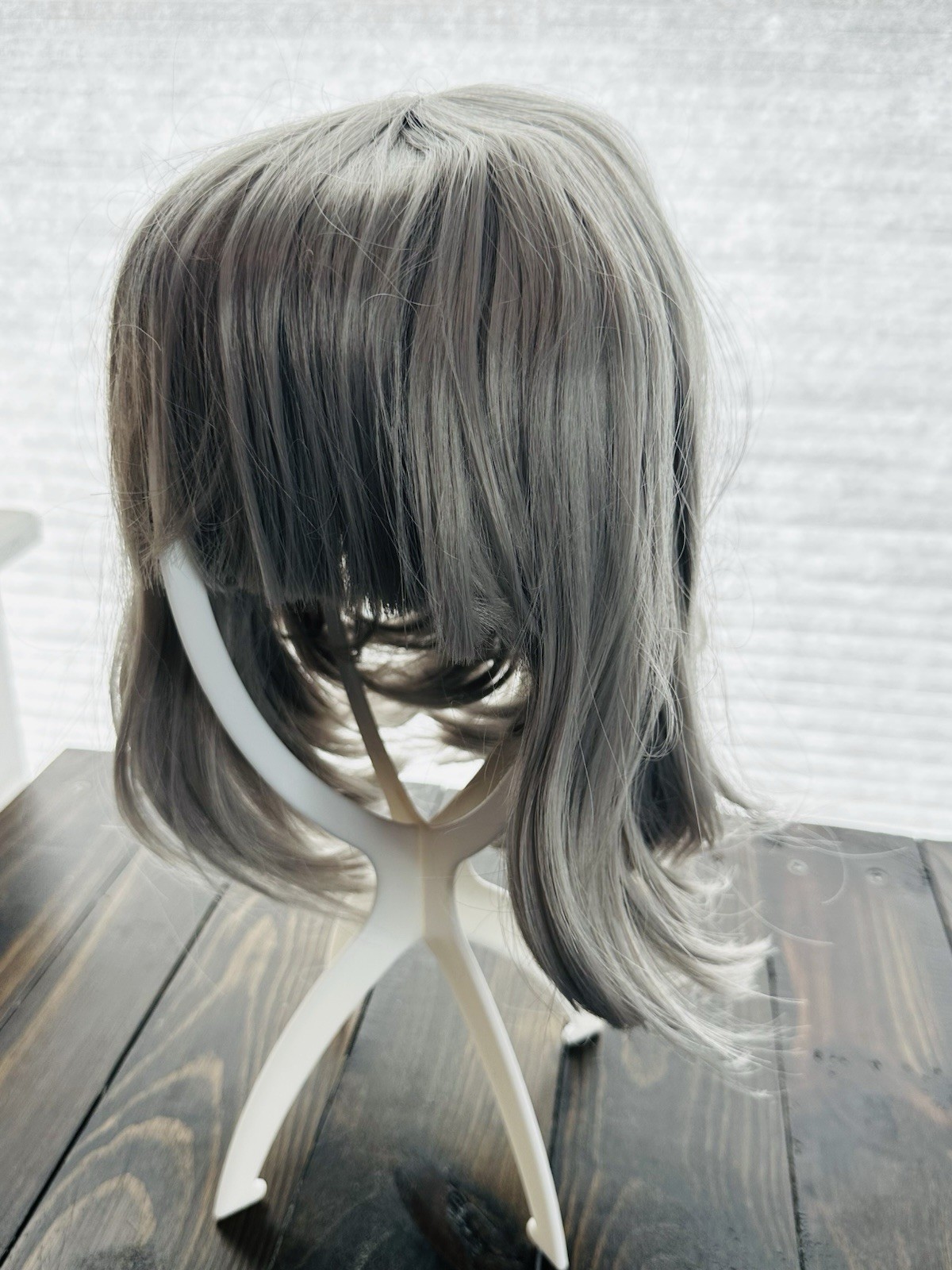 New Silver Gray eNilecor Short Bob Hair Wig 12″ Straight Flat Bangs Synthetic