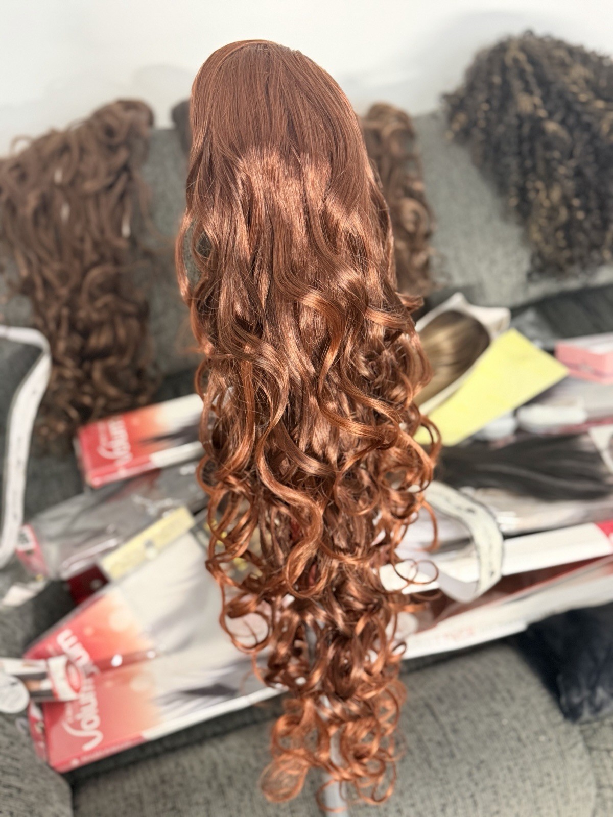 Clip-In Curly Hairpieces for Women Layered Colored Brown Blonde Black Auburn Red
