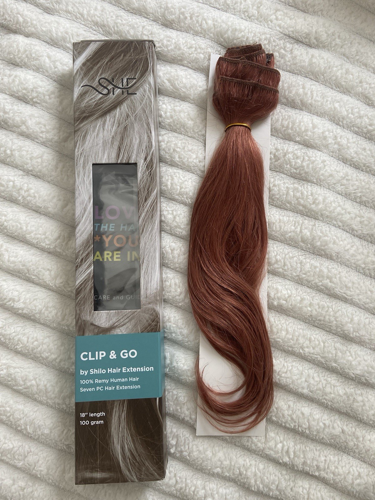 She Clip & Go By Shilo Hair Extension Rose Gold Color 18” Length