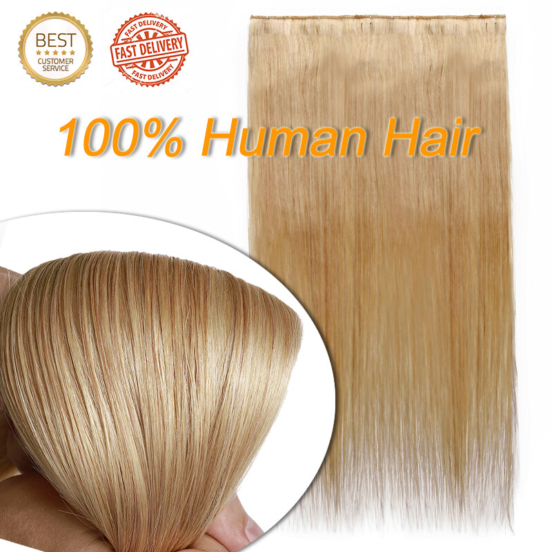 Russian One Piece Clip In 100% Real Remy Human Hair Extensions 3/4 Full Head