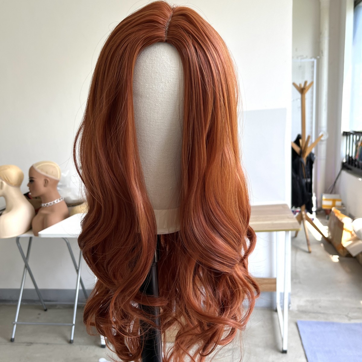 Costume Wig Natural Heat Resistant Hair Long Wavy Women Copper Red