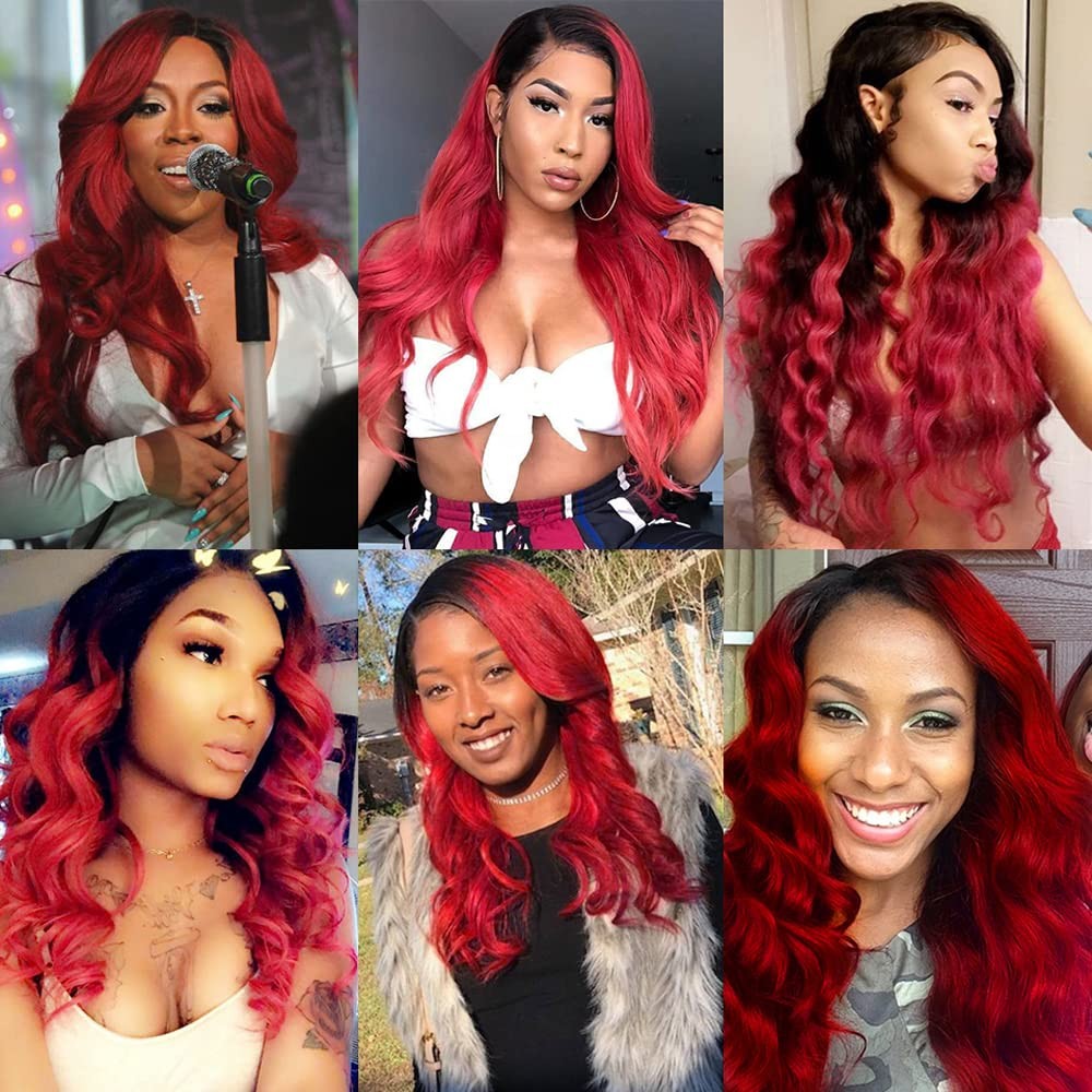 14 16 18 Inch 1b/RED Human Hair Bundle Red Body Bundles Double Weft Peruvian …