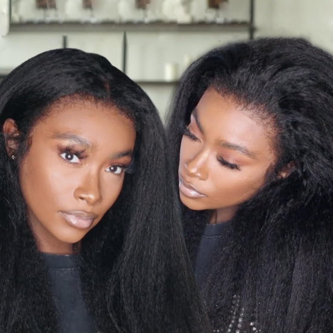 UNice Cambodian Kinky Edges Yaki Straight 13×4 Lace Frontal Human Hair Wig Curly