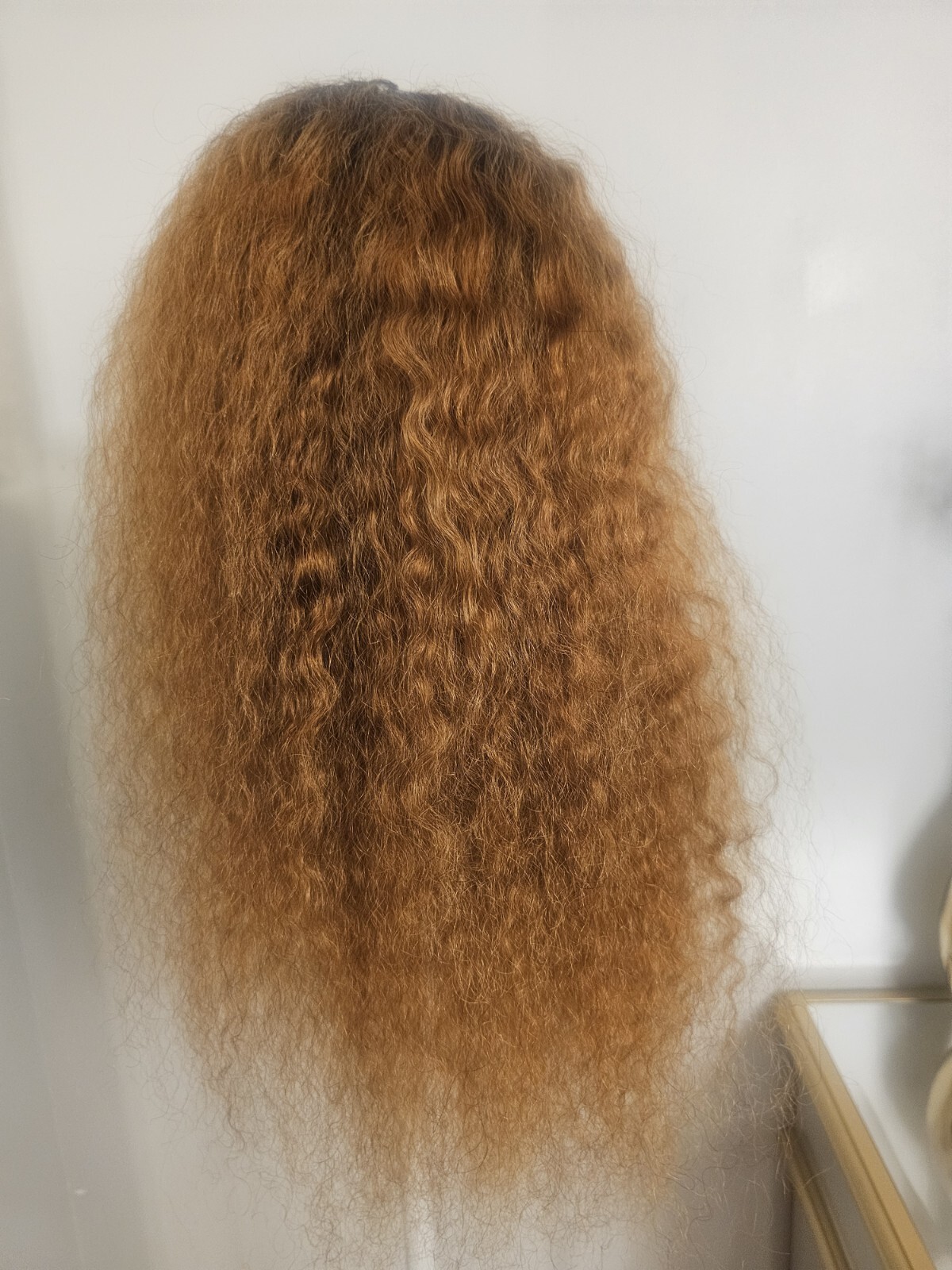 High Quality regular Top Copper Brown 22″ curly 100% Virgin Human Hair Lace Wig