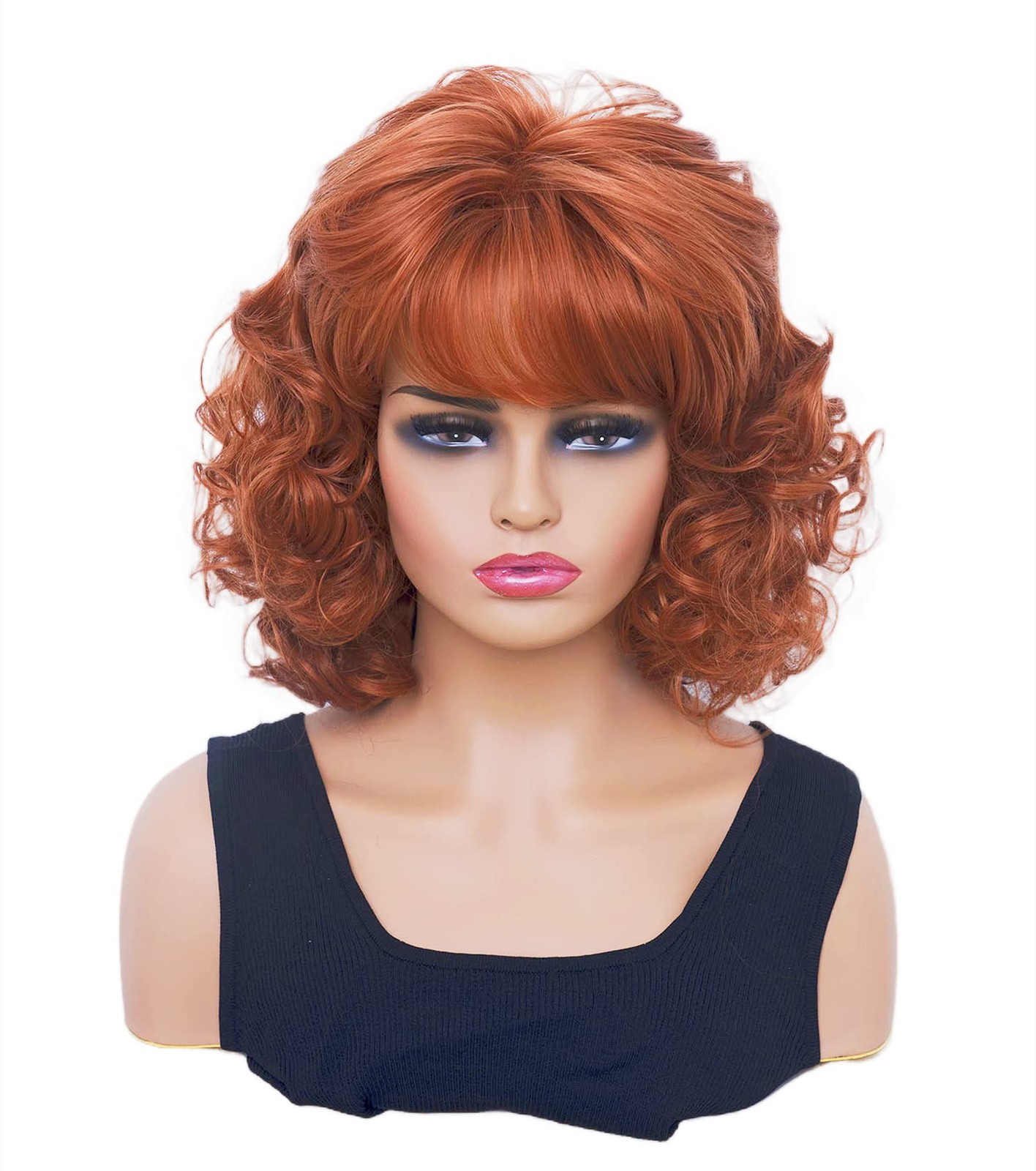 Gerulyss Short Copper Red Wigs for Women Auburn Wavy 22.5 Inch, red