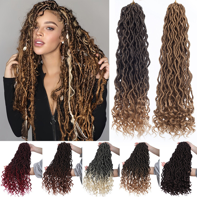 US Goddess Locs Deep Curly Faux Locs Dreadlocks Crochet Braids Hair Curly Ends